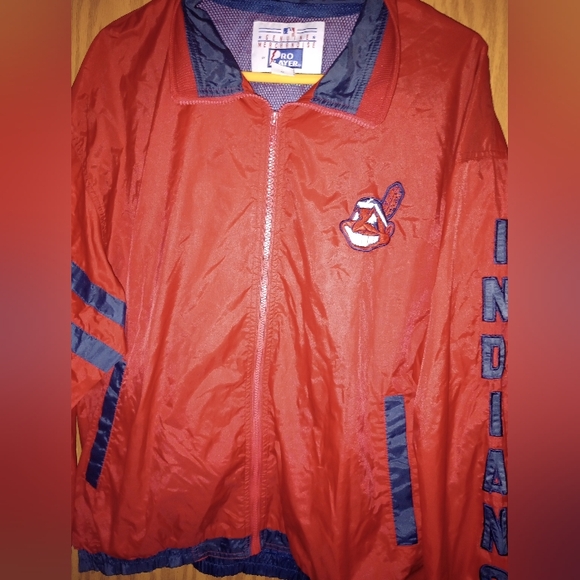 Cleveland Indians Pro Player Windbreaker Jacket Mens Large Chief Wahoo Vintage - Picture 9 of 16